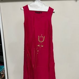 Dark pink gold print tunic cotton designer comfortable kurta